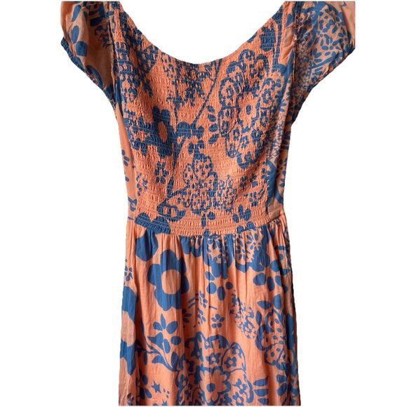 Free People Ultraviolet Dress Pale Pink Combo L 10 Women Smocked Maxi NEW - Picture 5 of 6